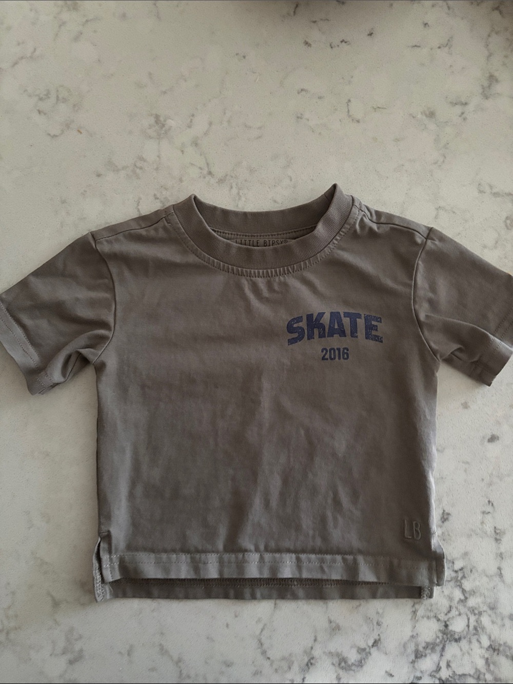 Little Bipsy Gray Tee with Navy 'Skate 2016' Graphic